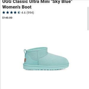 New pair of UGG Classic Ultra Mini "Sky Blue" Women's Boot Size 5/36 US 6